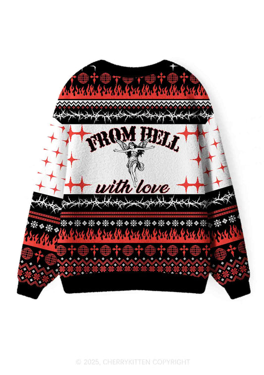 From Hell With Love Y2K Christmas Cardigan Knit Sweatshirt Cherrykitten