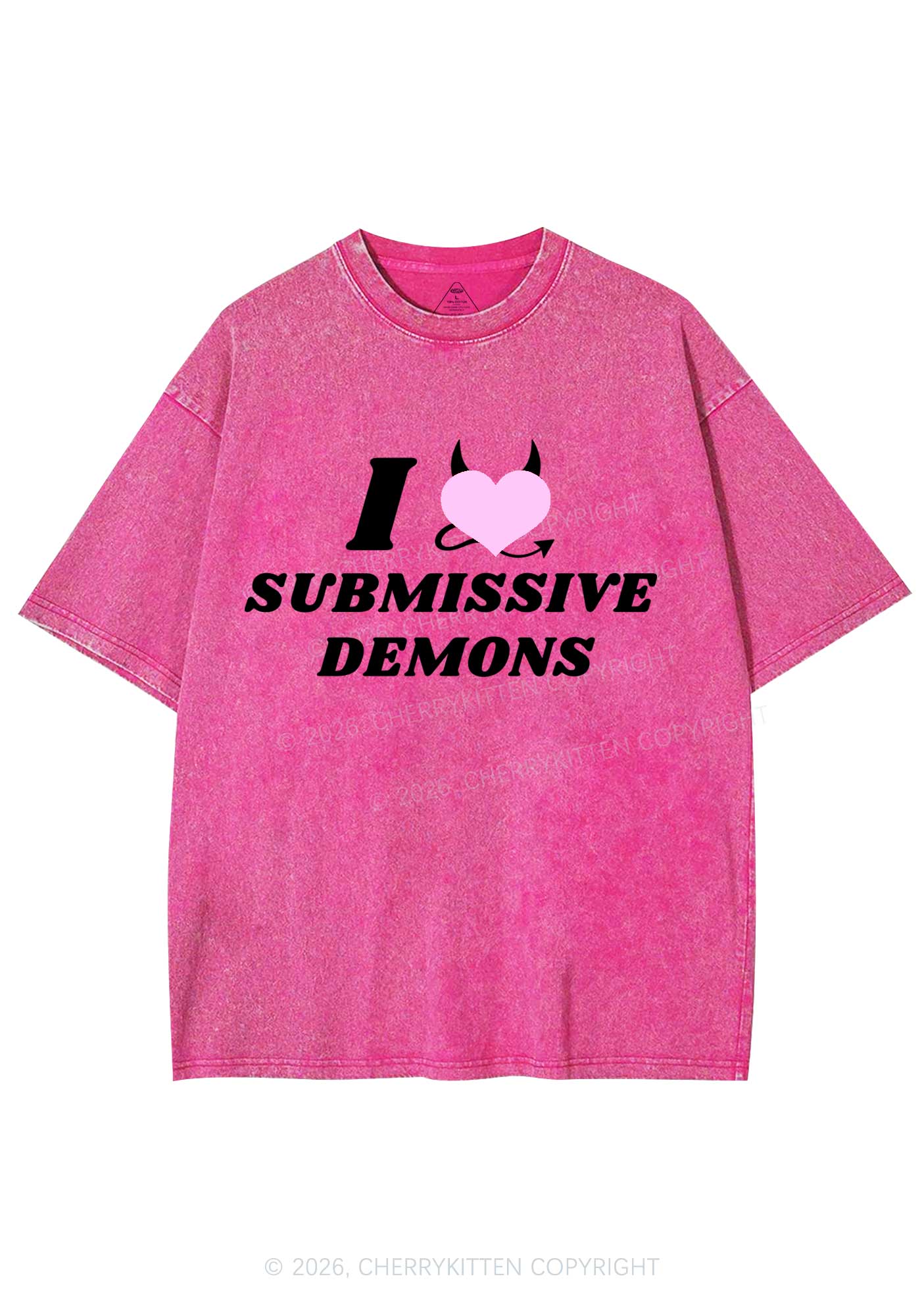 Halloween I Love S Demons Y2K Shirts Washed Tee Cherrykitten