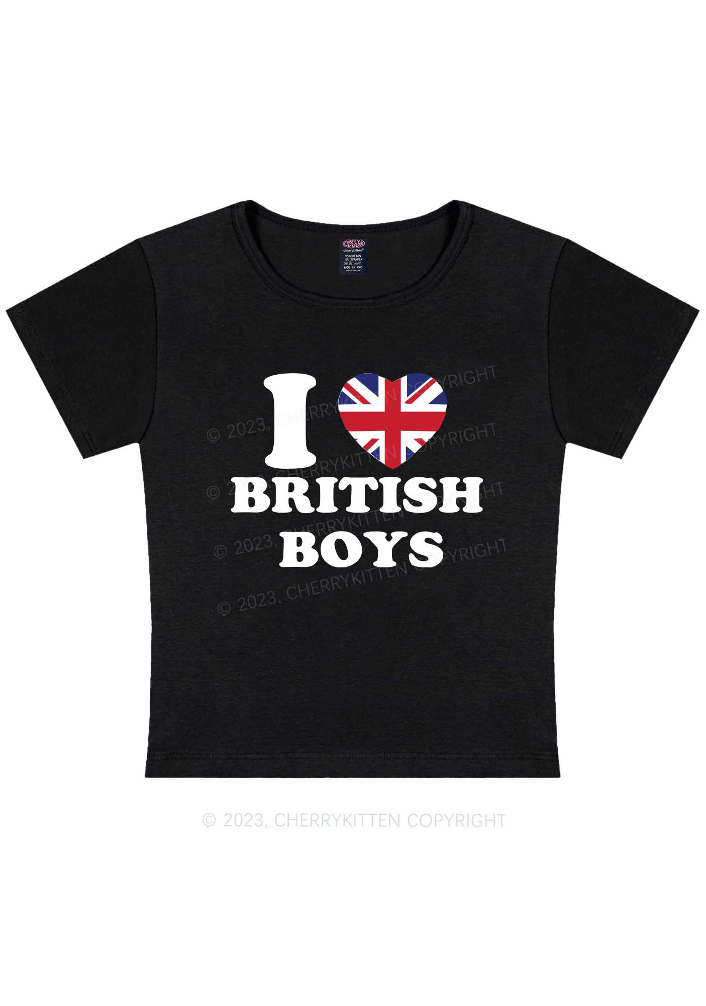Curvy I Love British Boys Y2K Baby Tee Cherrykitten