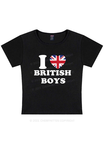 Curvy I Love British Boys Y2K Baby Tee Cherrykitten