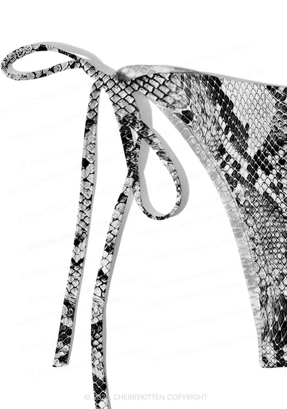 Black Snake Skin Pattern Y2K Print Bikini Set Cherrykitten
