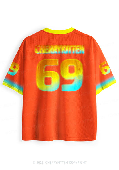 Orange Thermal Female Body Y2K Sport Jersey Shirts Cherrykitten