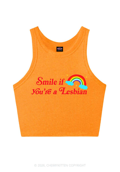 Smile If You Are Lesbian Pride Y2K Crop Tank Top Cherrykitten