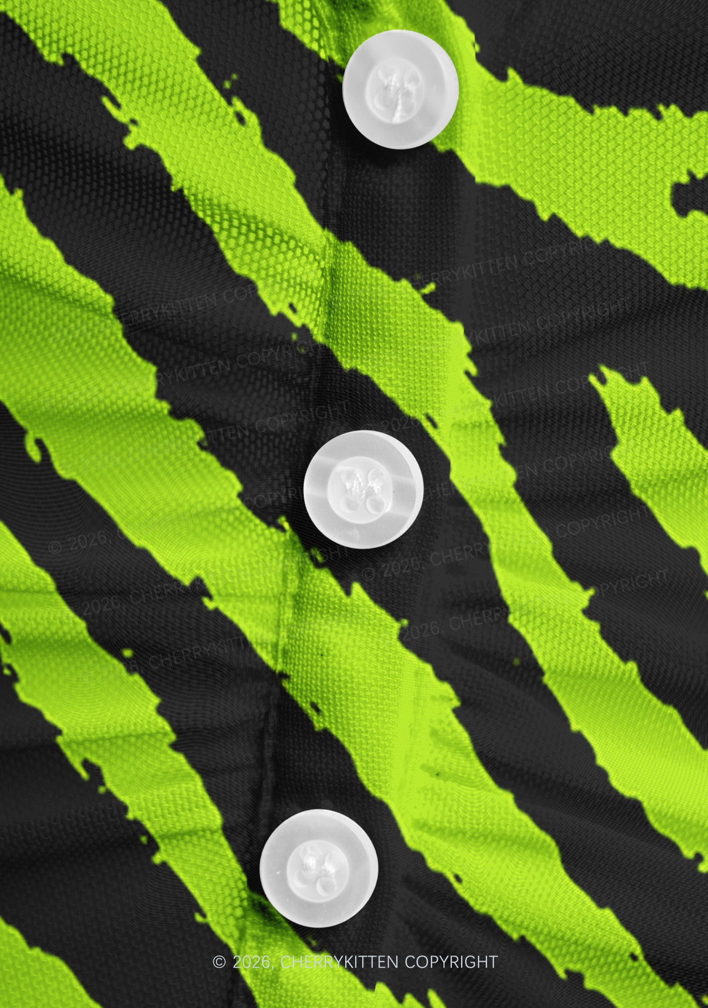 Green Zebra Y2K Mesh Ruched  Waist  V Neck Top Cherrykitten