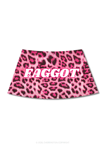 Pink Leopard Faggot Pride Y2K Print Mini Skirt Cherrykitten