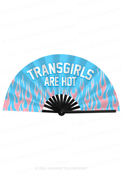 Transgirls Are Hot Pride Y2K Rave Hand Fan Cherrykitten