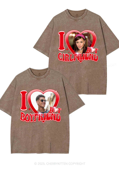 Custom I Love My Hot GF BF Y2K Valentine's Day Washed Tee Cherrykitten