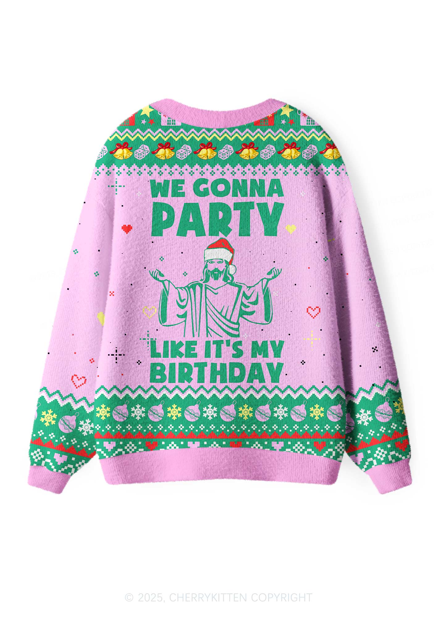 We Gonna Party Y2K Christmas Cardigan Knit Sweatshirt Cherrykitten