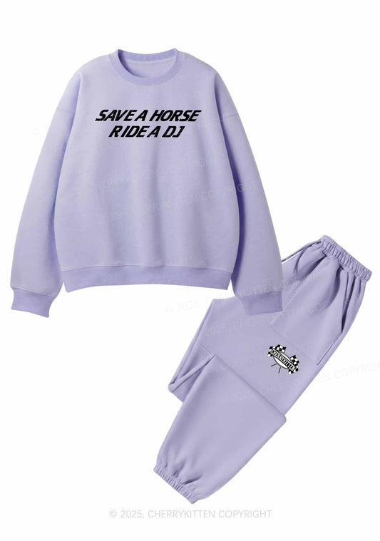 Ride A DJ Y2K Fleece Sweatshirts Set Cherrykitten