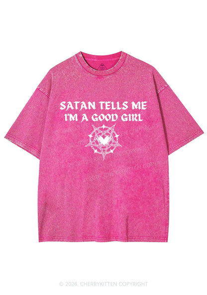 Halloween Im A Good Girl Y2K Shirts Washed Tee Cherrykitten