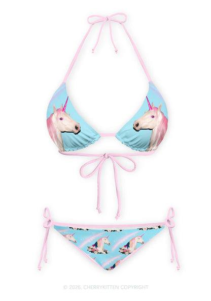 Blue Unicorn Y2K Print Bikini Set Cherrykitten