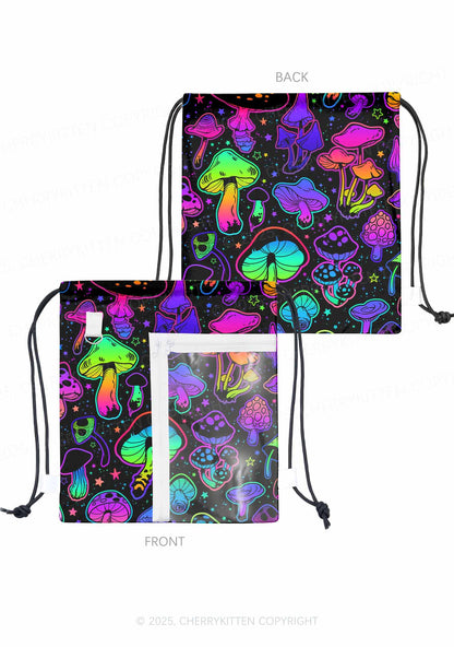 Neon Mushrooms Y2K Drawstring Itabag Backpack Cherrykitten
