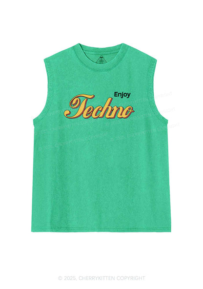 Enjoy Techno Y2K Washed Muscle Tank Cherrykitten