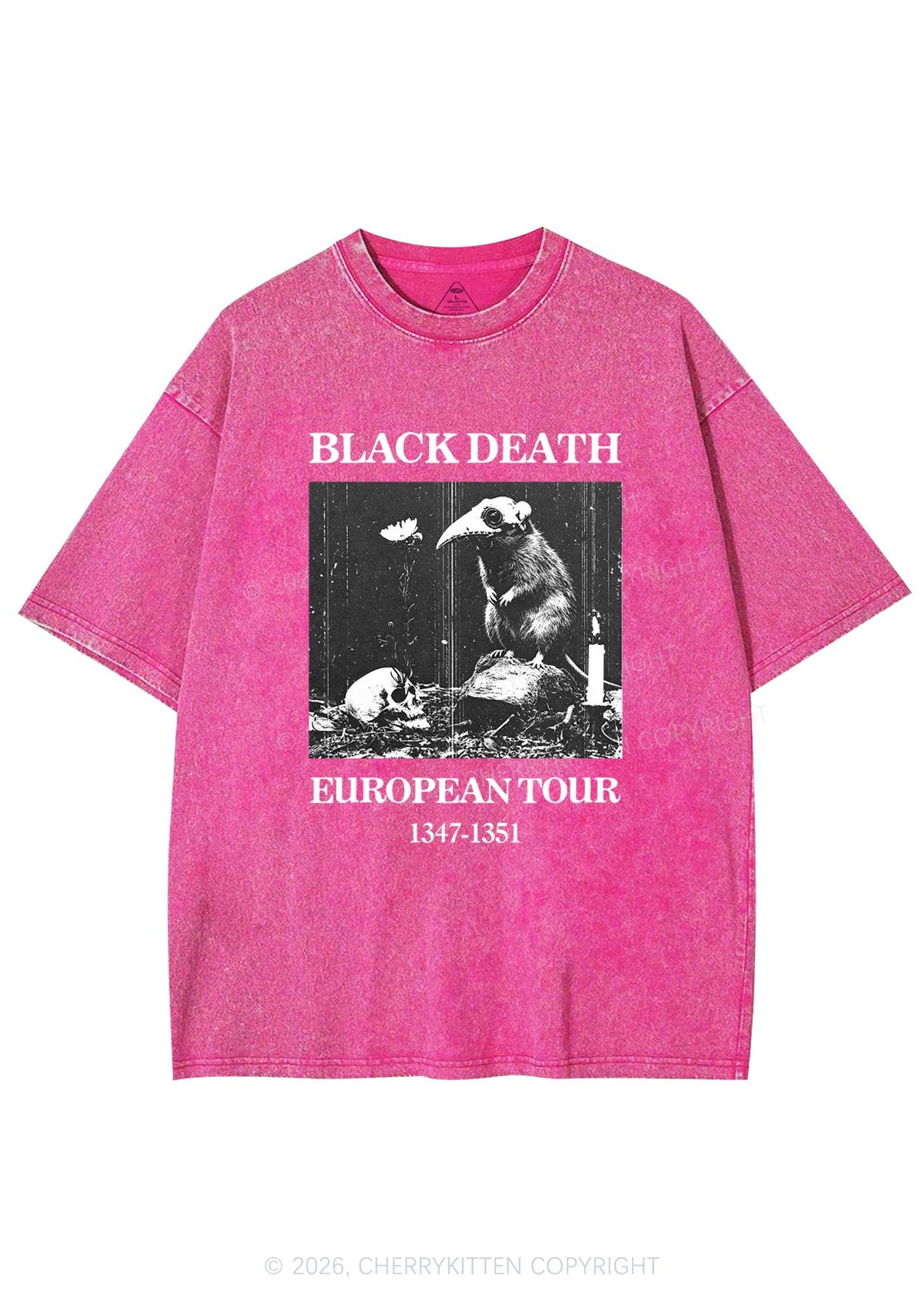 Halloween Skeleton Plague Doctor Rat Y2K Shirts Washed Tee Cherrykitten