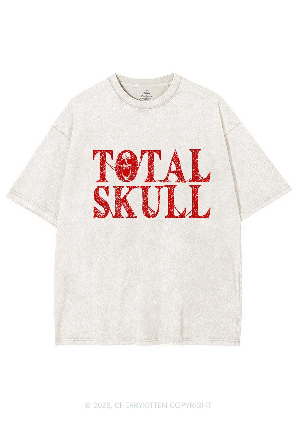 Halloween Total Skull Y2K Shirts Washed Tee Cherrykitten