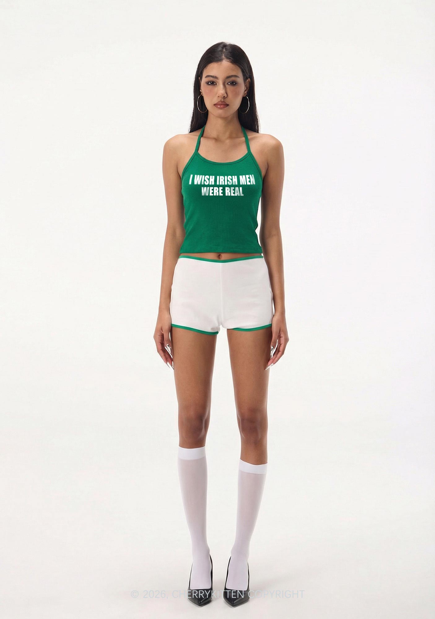 I Wish Irish Men Were Real St Patricks Y2K Halter Neck Cami Cherrykitten