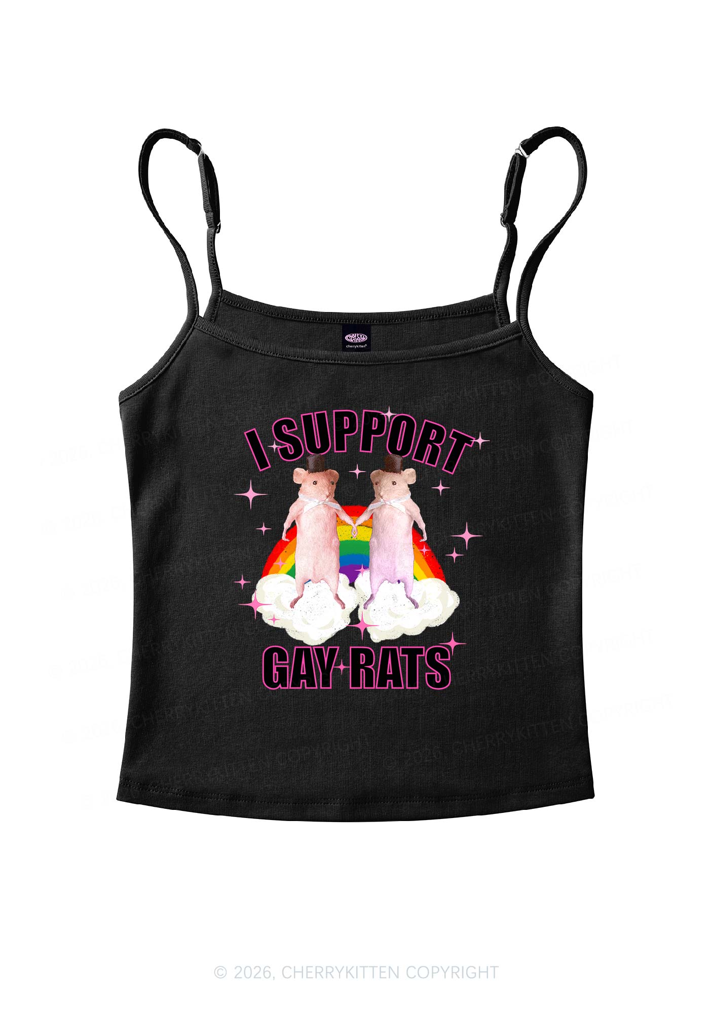 Support Gay Rats Pride Y2K Spaghetti Strap Cami Cherrykitten
