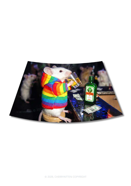 Rainbow Hoodie Rat Drinking Pride Y2K Print Mini Skirt Cherrykitten