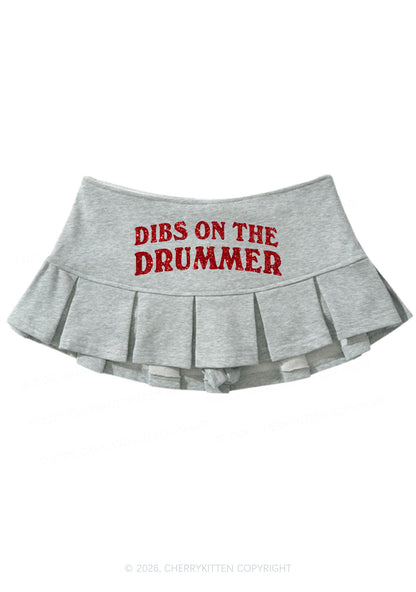 Glitter Dibs On The Drummer Y2K Mini Pleated Skirts Cherrykitten