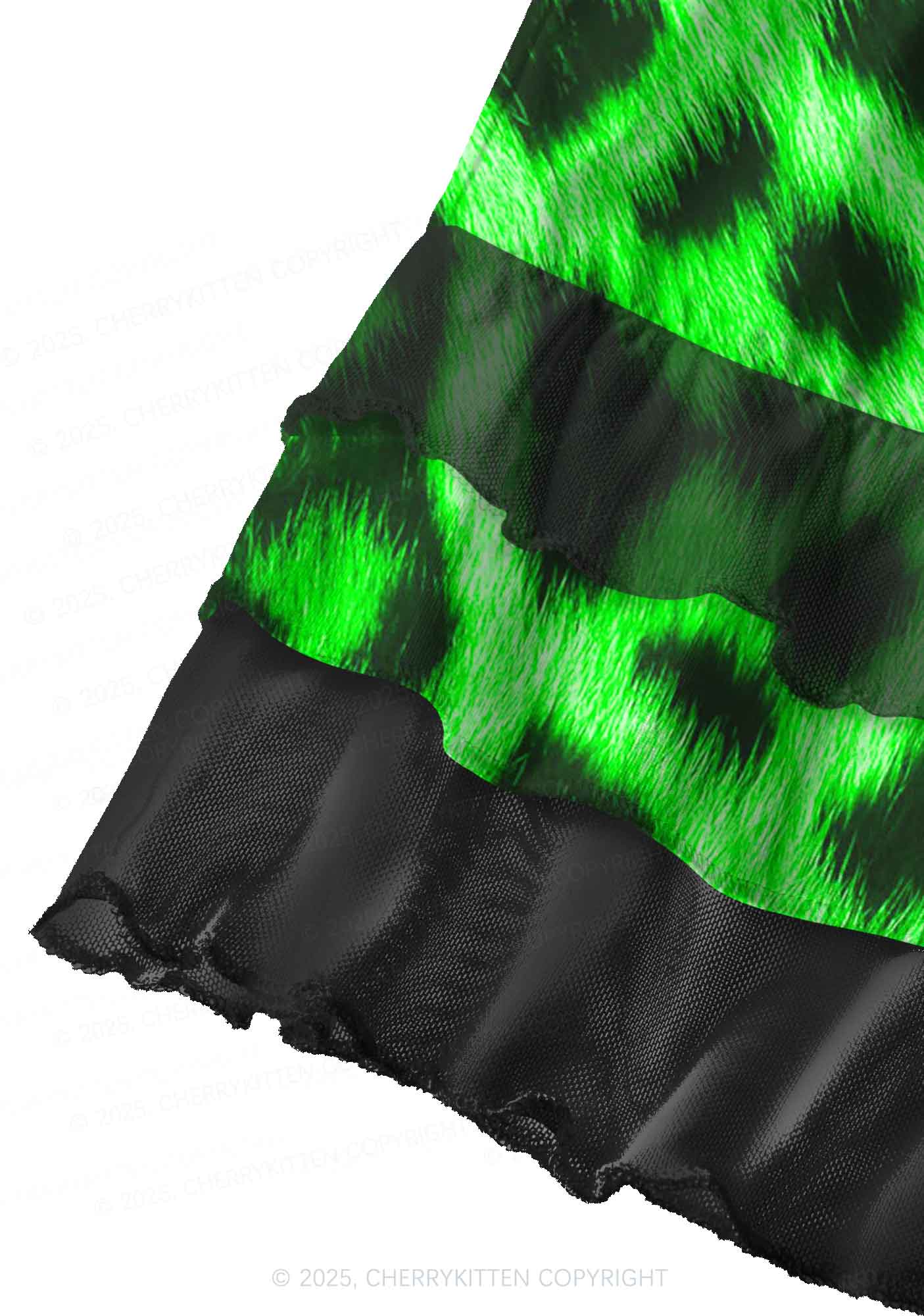 Bright Green Leopard Y2K Print Mini Layered Skirt Cherrykitten