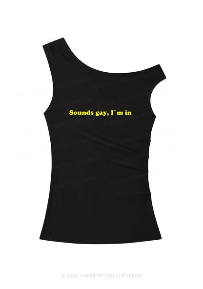 Sounds Gay Pride Y2K Off Shoulder Tank Top Cherrykitten