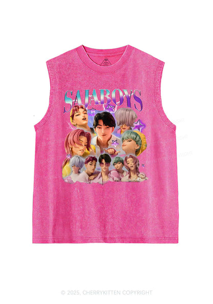 Kpop Boys Y2K Washed Muscle Tank Cherrykitten