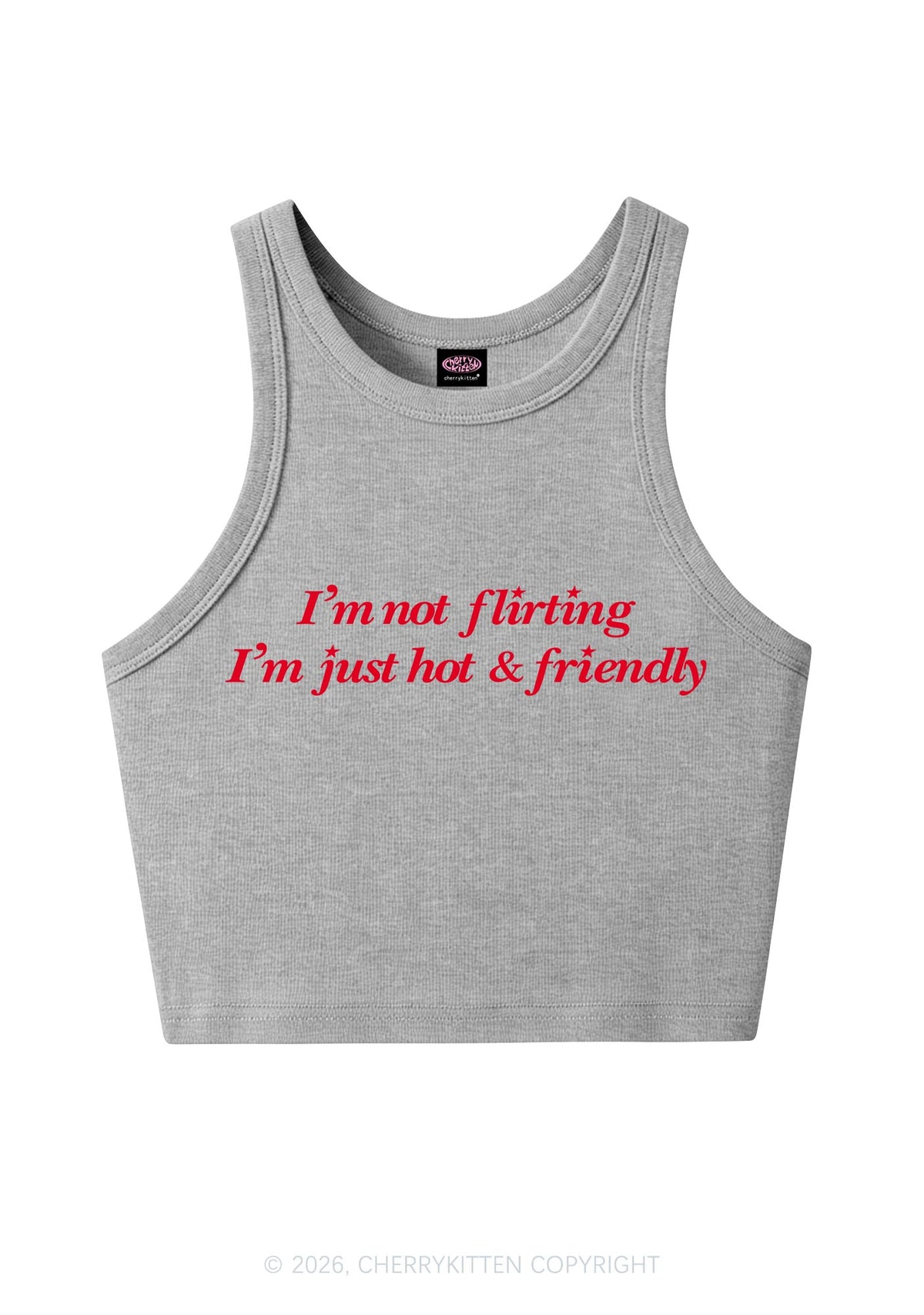 Just Hot And Friendly Y2K Crop Tank Top Cherrykitten