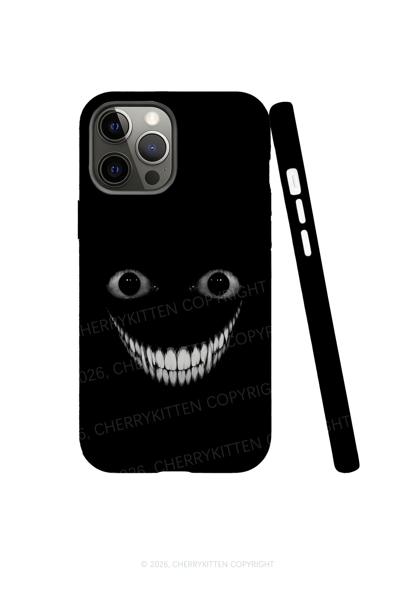 Halloween Black Creepy Grin Y2K Phone Case Cherrykitten