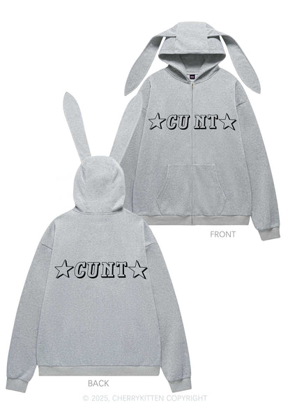 Star Count Y2K Bunny Ear Zip Hoodie Cherrykitten