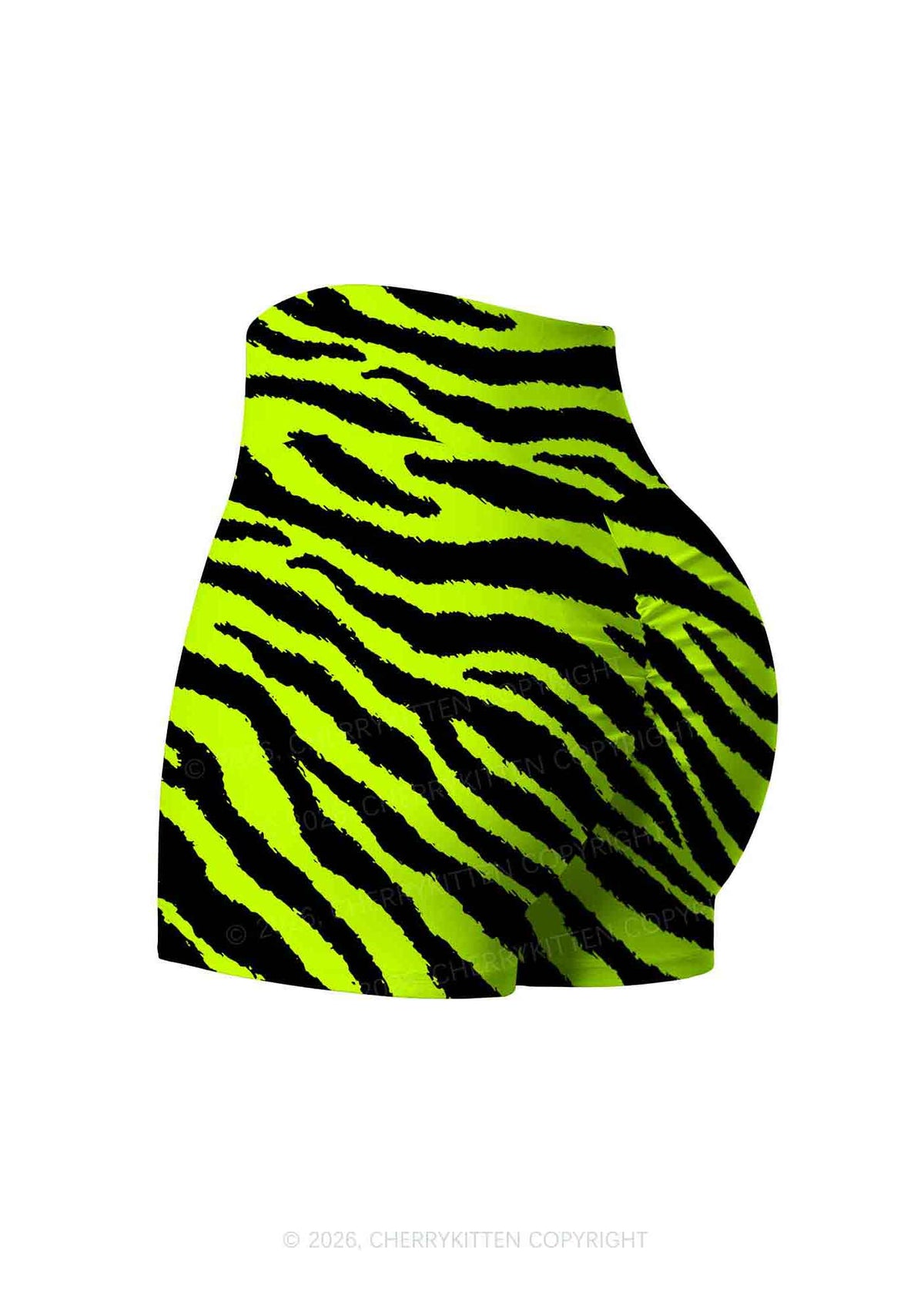 Green Zebra Y2K Print Yoga Shorts Cherrykitten