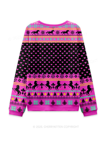 Orange Pony Y2K Knit Sweatshirt Cherrykitten