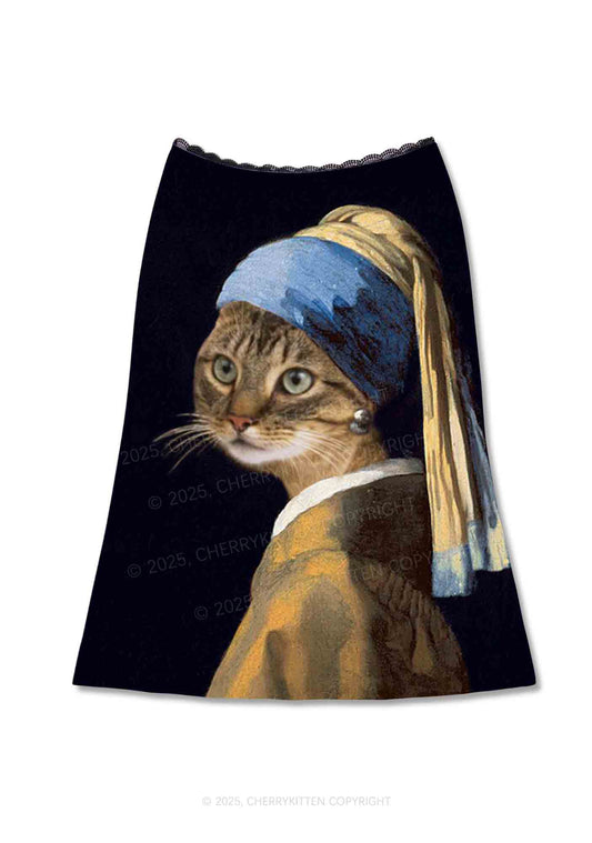 The Lady Cat Y2K Print Midi Skirt Cherrykitten
