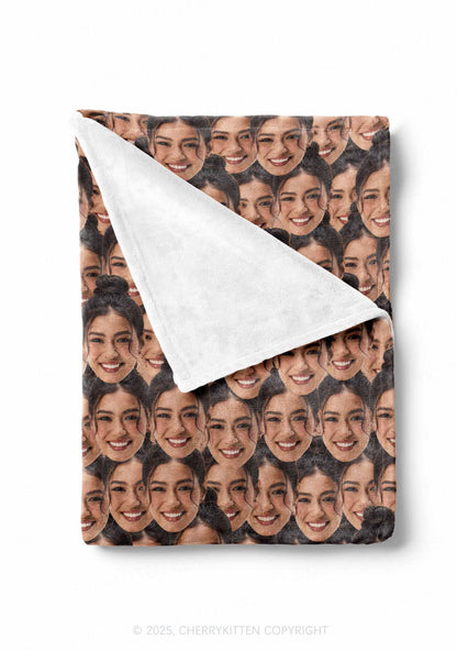 Custom Portrait Valentine's Day Y2K Plush Blanket Cherrykitten