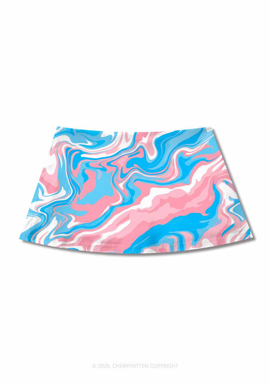 Trans Liquid Tie Dye Pride Y2K Print Mini Skirt Cherrykitten
