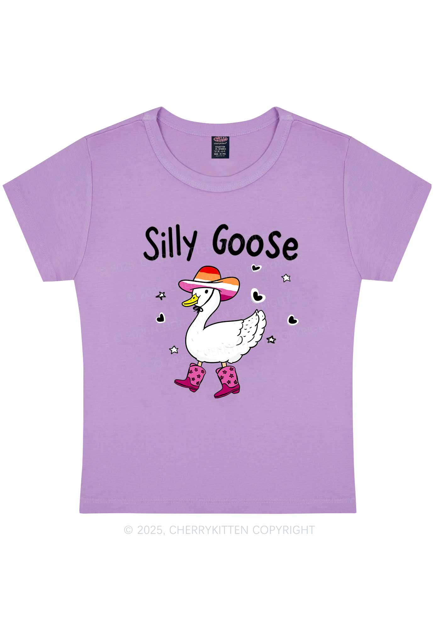 Silly Goose Lesbian Pride Y2K Baby Tee Cherrykitten