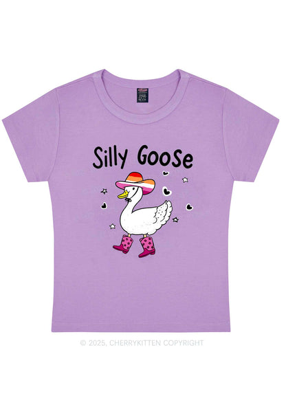 Silly Goose Lesbian Pride Y2K Baby Tee Cherrykitten