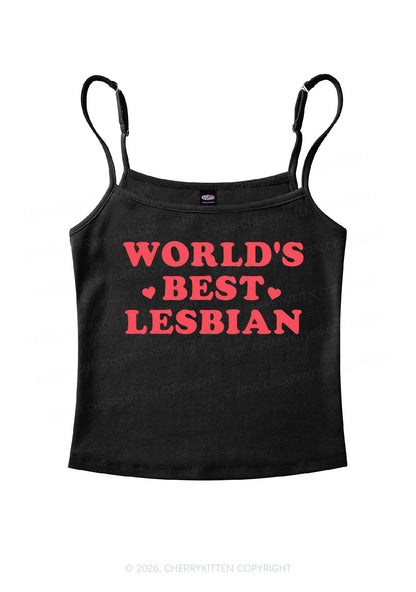Worlds Best Lesbian Pride Y2K Spaghetti Strap Cami Cherrykitten