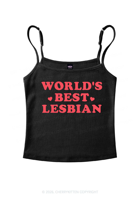 Worlds Best Lesbian Pride Y2K Spaghetti Strap Cami Cherrykitten