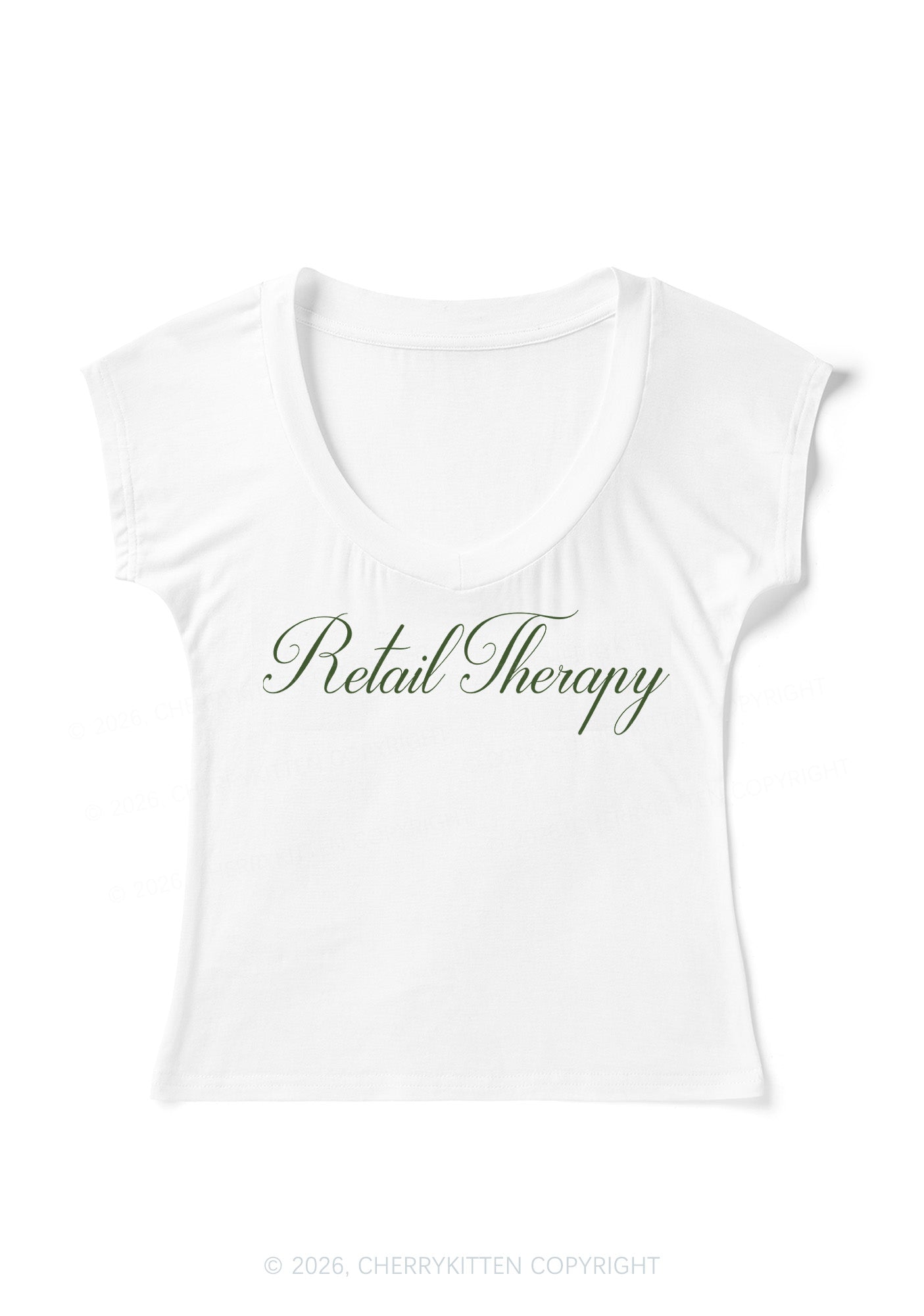 Retail Therapy Y2K V Neck T Shirts Cherrykitten