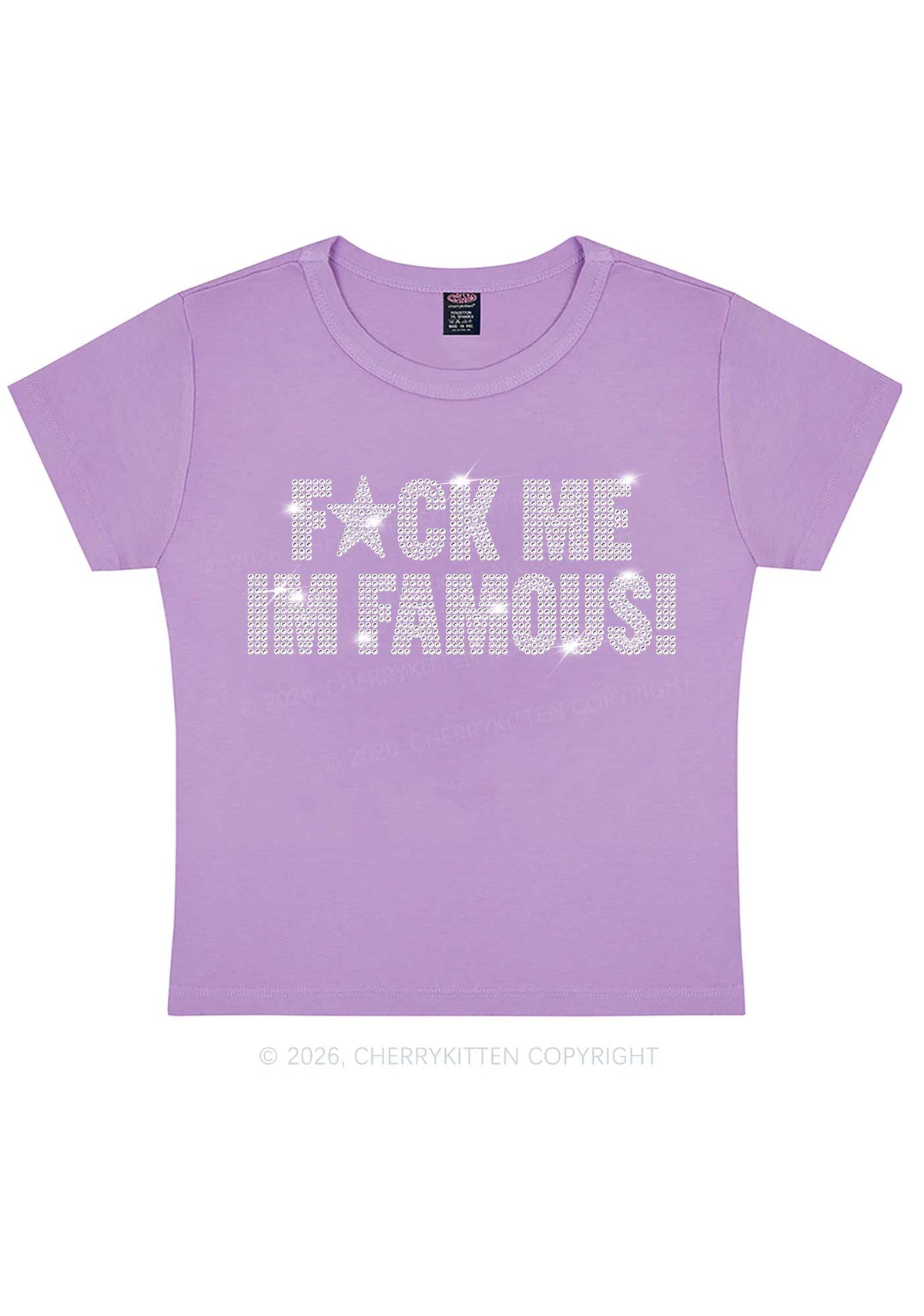 Rhinestone Fxxk Me Im Famous Y2K Baby Tee Cherrykitten