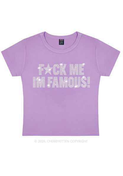 Rhinestone Fxxk Me Im Famous Y2K Baby Tee Cherrykitten