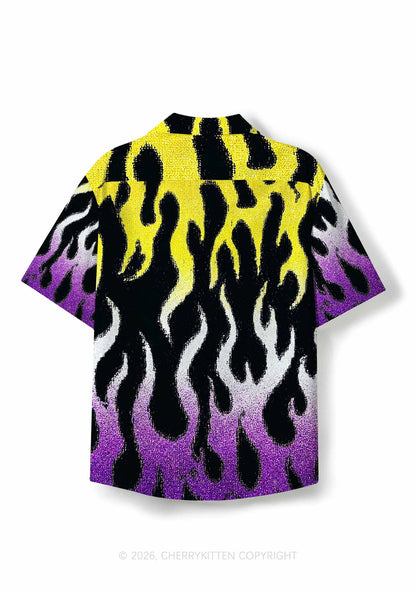 Nonbinary Flame Pride Y2K Print Hawaiian Shirt Cherrykitten