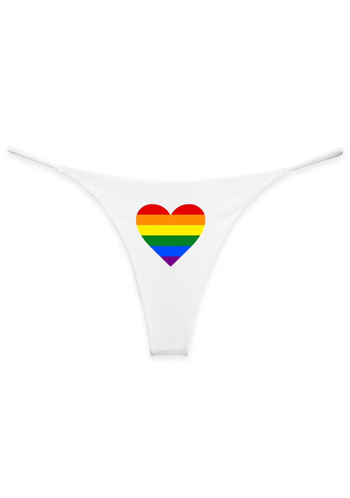Rainbow Heart Pride Y2K Bikini String Thong Cherrykitten