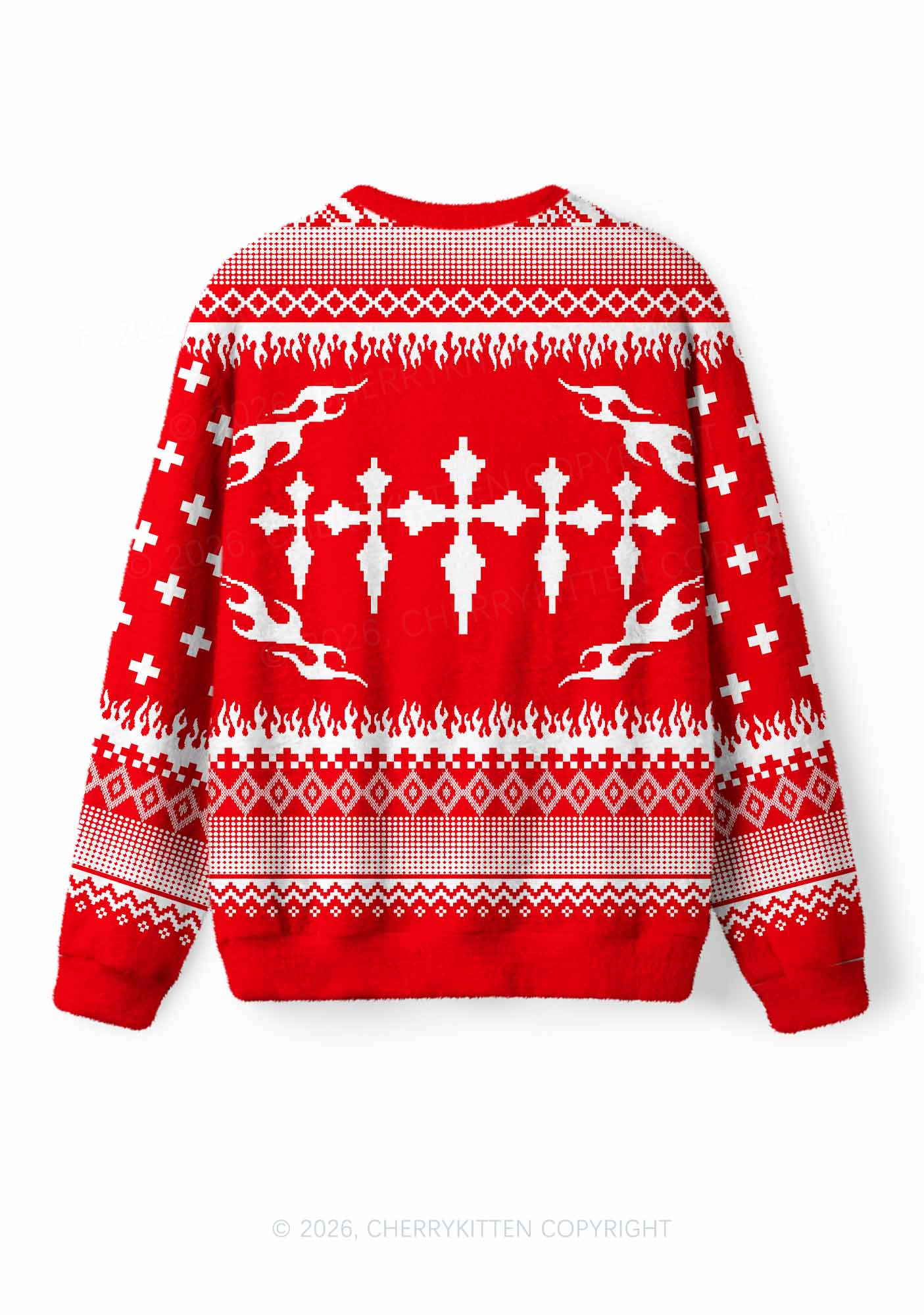 Punk Cxxt Y2K Christmas Knit Sweatshirt Cherrykitten