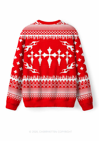 Punk Cxxt Y2K Christmas Knit Sweatshirt Cherrykitten