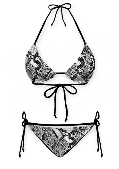 Black Snake Skin Pattern Y2K Print Bikini Set Cherrykitten