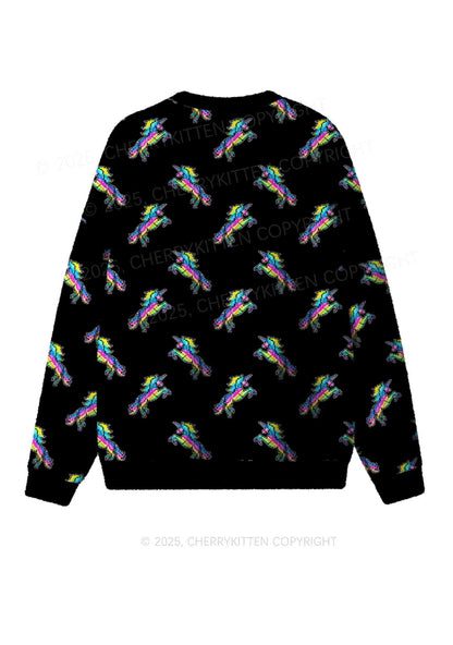 Yellow Alpha Male Y2K Christmas Knit Sweatshirt Cherrykitten