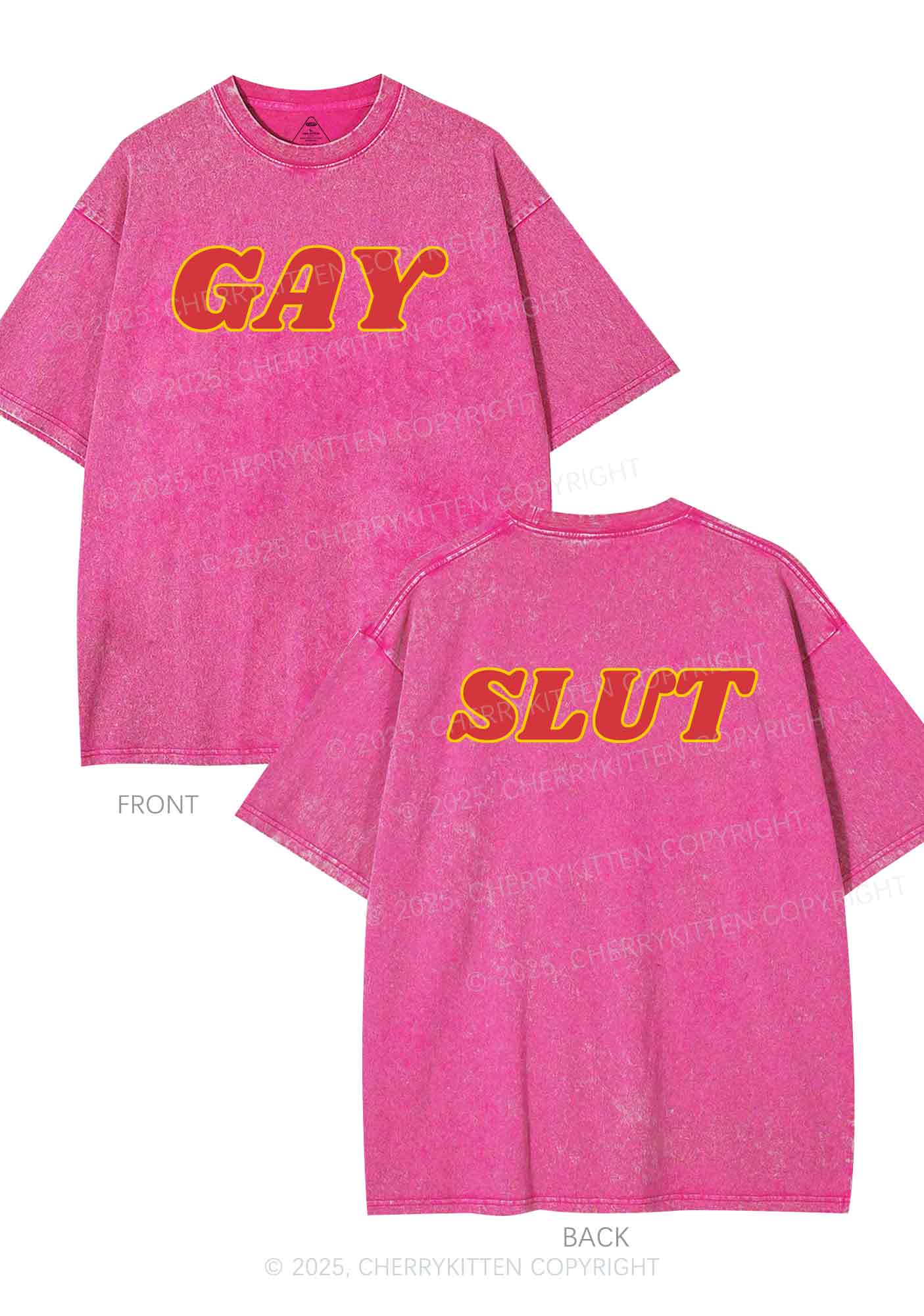 Gay Slxt Two Sides Pride Y2K Shirts Washed Tee Cherrykitten