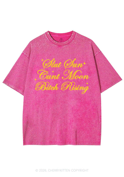 Slxt Sun Cxxt Moon Bxtch Rising Y2K Shirts Washed Tee Cherrykitten