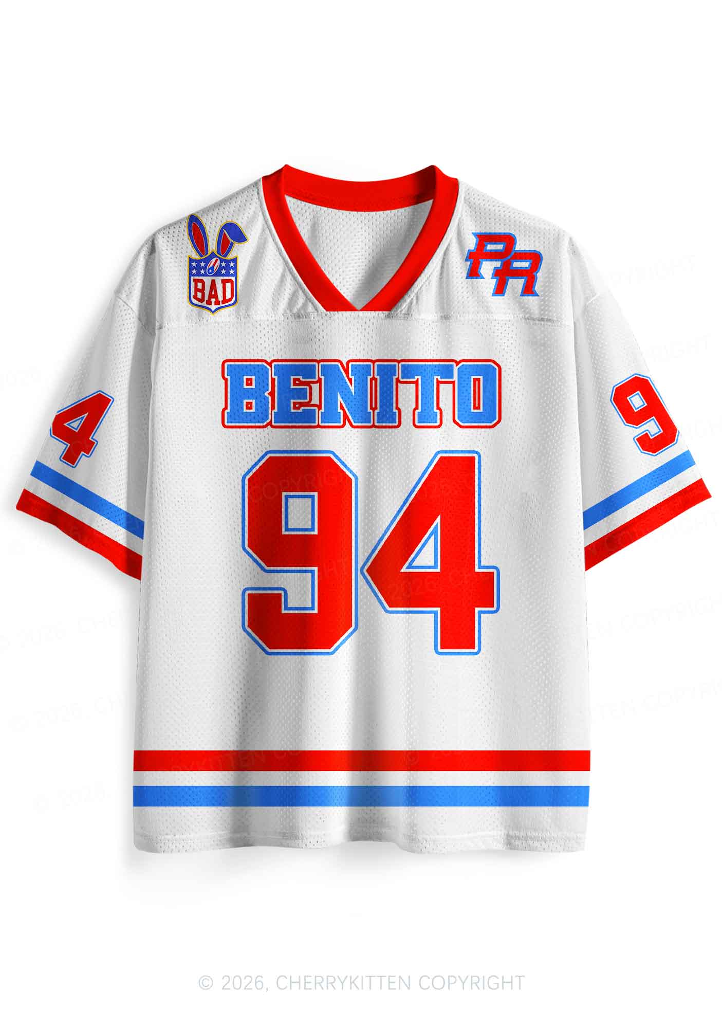 Red Blue Stripe Bunny Y2K Sport Jersey Shirts Cherrykitten